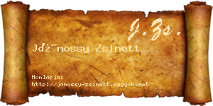 Jánossy Zsinett névjegykártya
